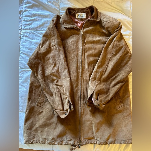 Vintage 80s Melanzona Suede Jacket - Size M - Tan/Brown -  Pockets - Lined - Picture 12 of 16